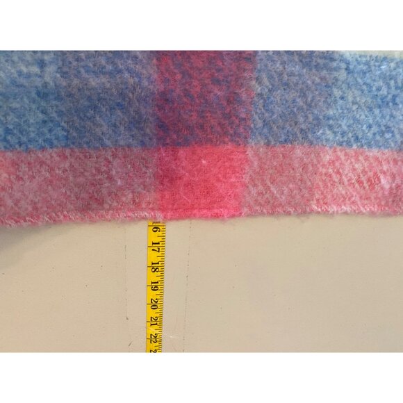 Abercrombie & Fitch Pink Plaid Wool-Blend Scarf With Fringe - Picture 7 of 7